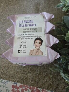 Precision Beauty Cleansing Micellar Water Makeup Removing Wipes — Pink